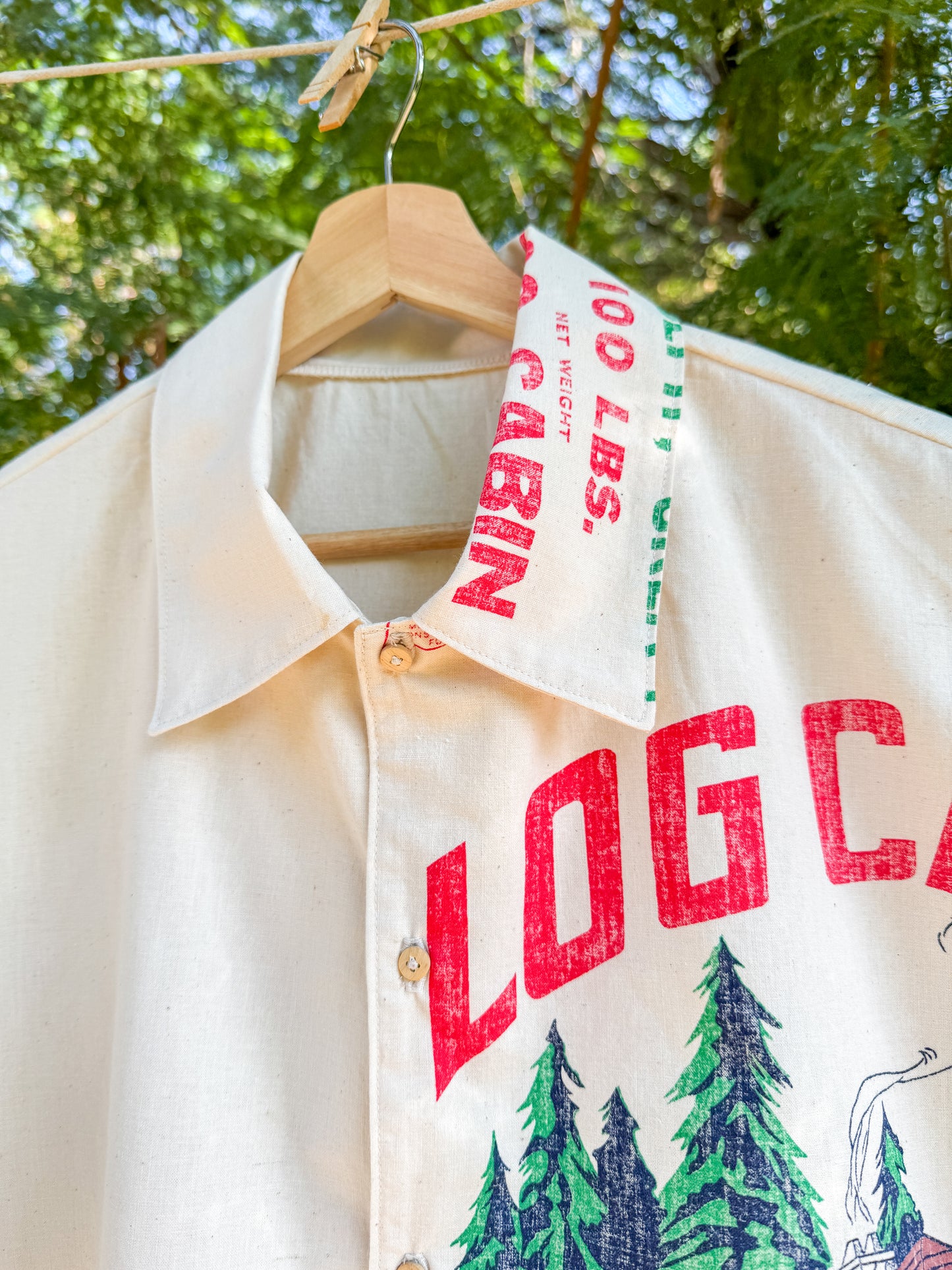 LOG CABIN FEED SACK BUTTON UP (LARGE)