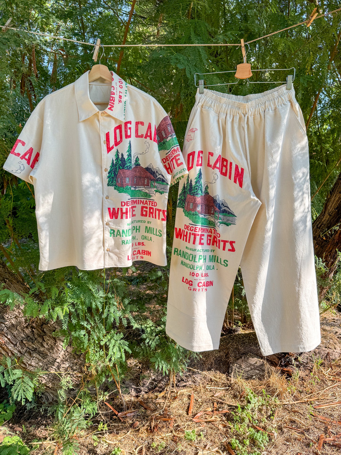 LOG CABIN FEED SACK BUTTON UP (LARGE)