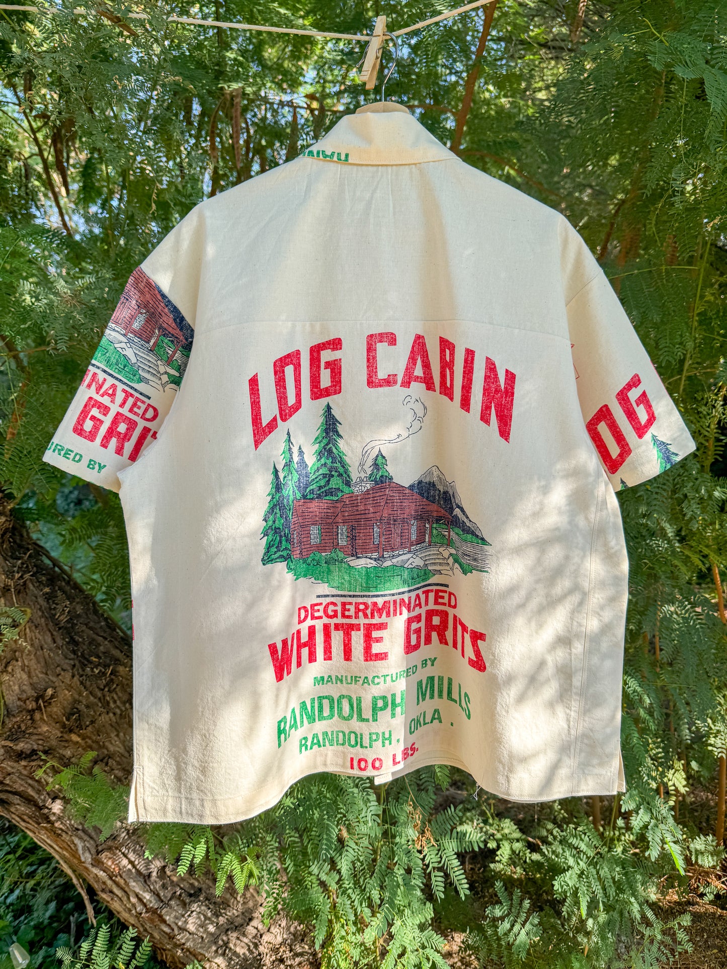 LOG CABIN FEED SACK BUTTON UP (LARGE)