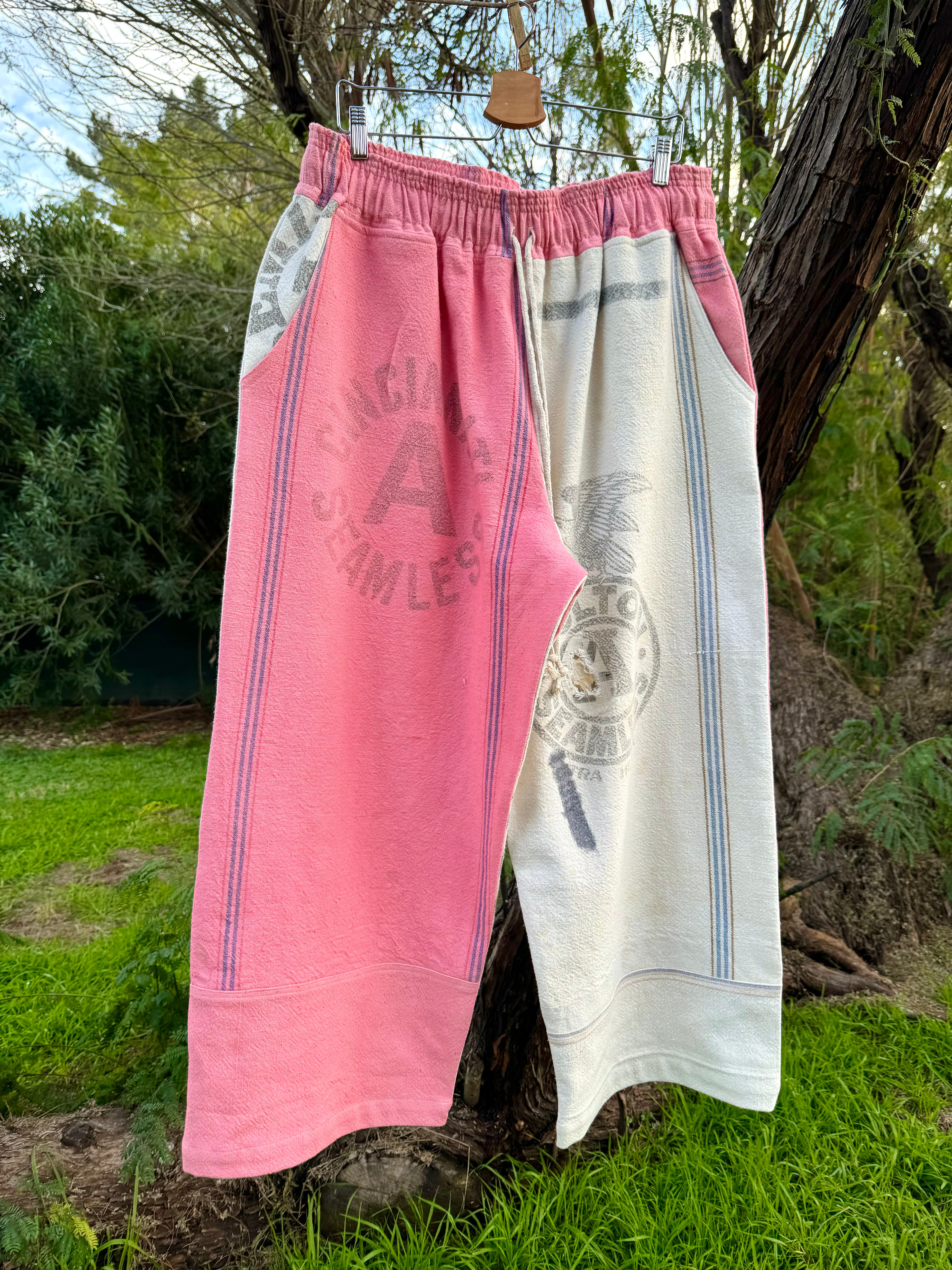Pink Dyed Feed Sack Pants XL/1X
