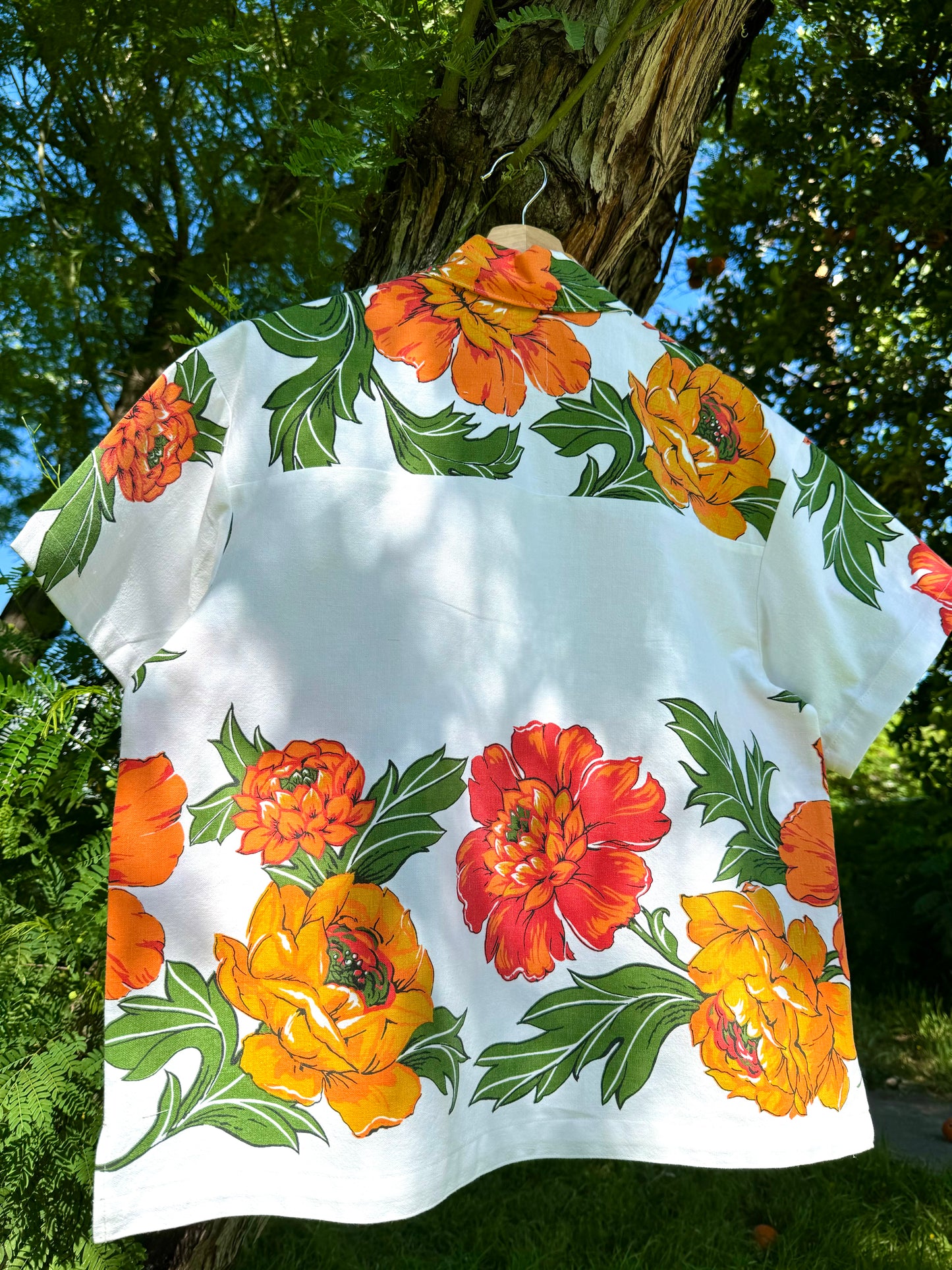 Orange Floral Button Up SMALL