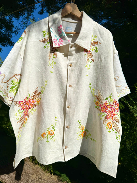 Floral Embroidered Button Up (XLARGE)