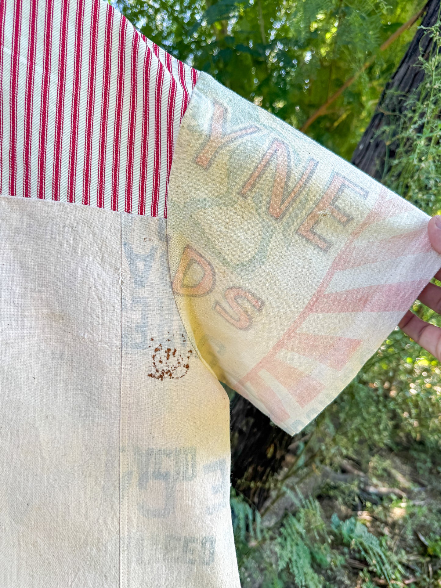 PEARL WHITE FLOUR SACK BUTTON UP (LARGE)