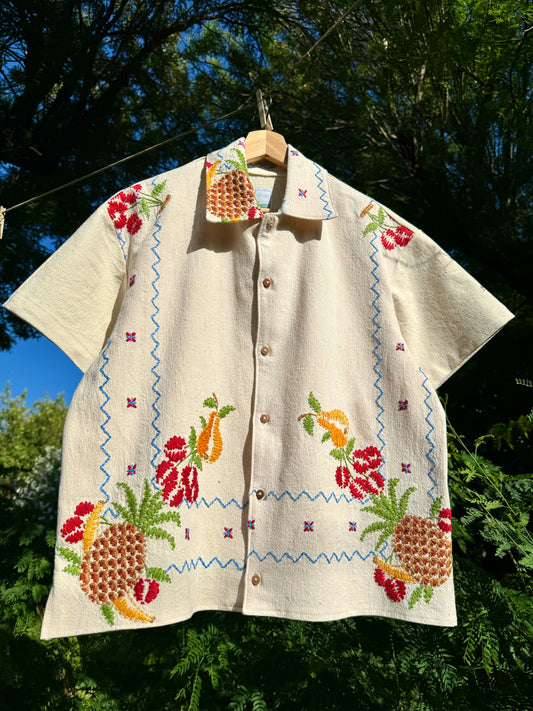 Embroidered Fruit Button Up (SMALL)