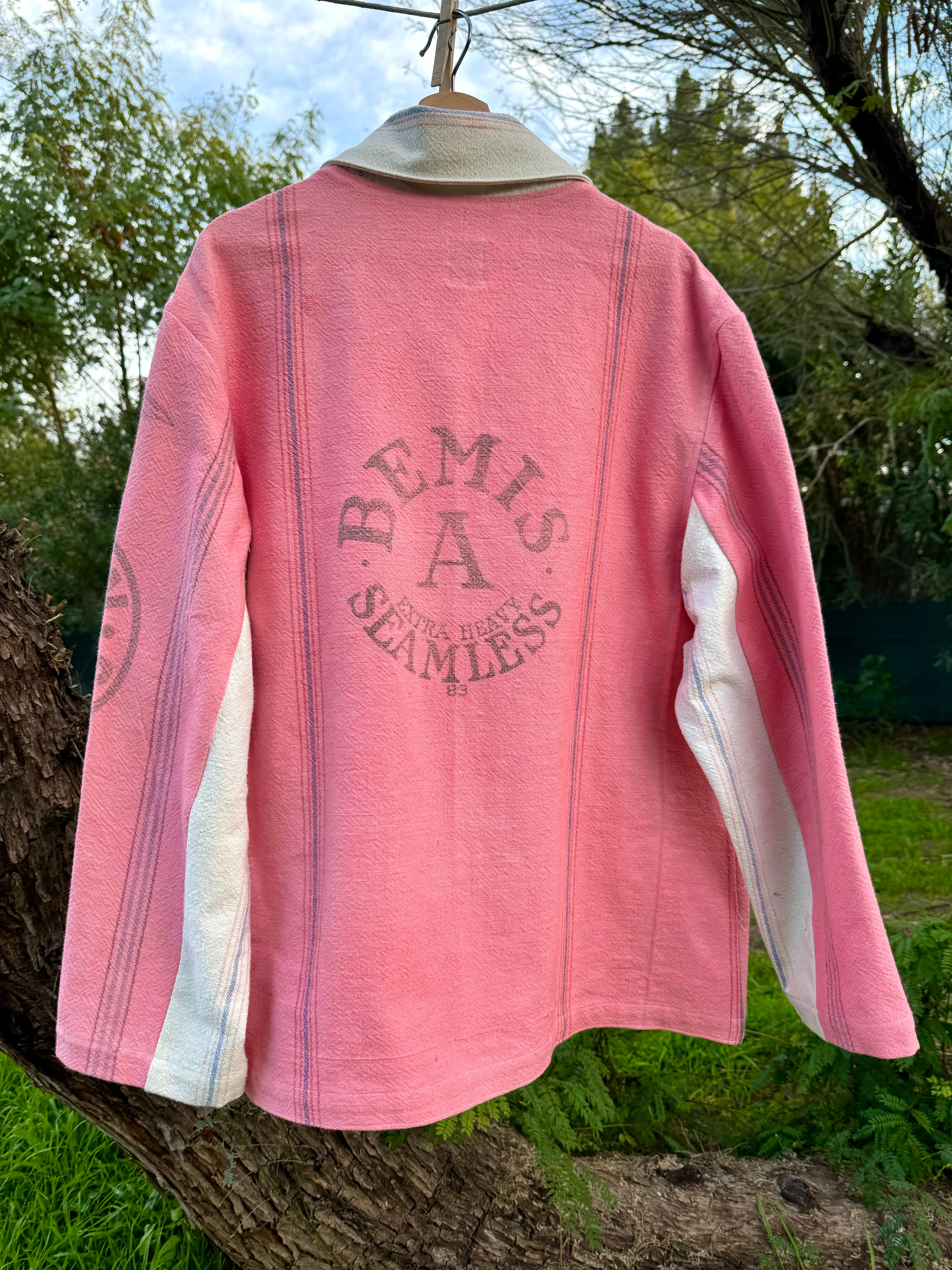 Pink Dyed Feed Sack Chore Coat XL
