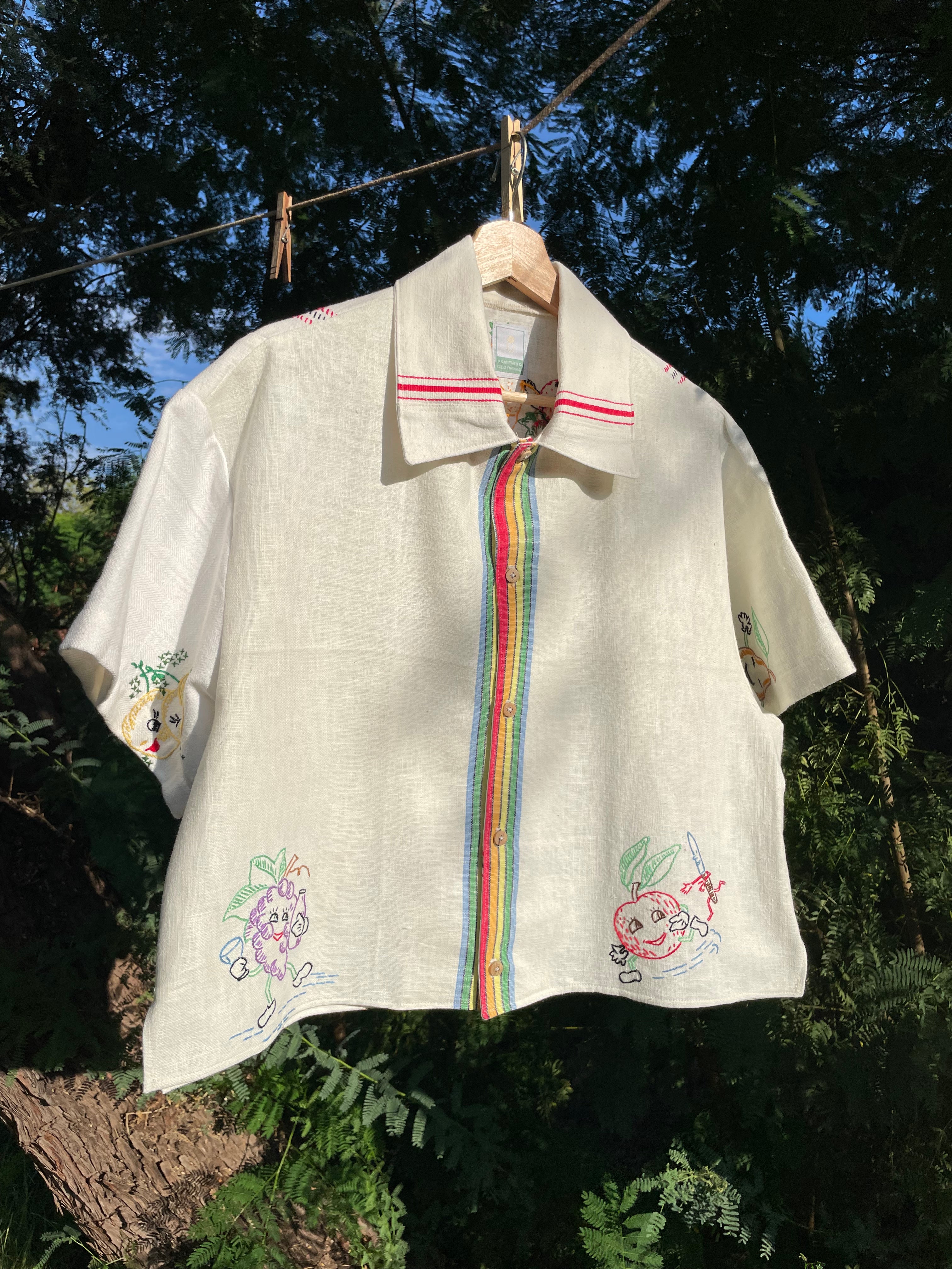 Fruits-n-veggies party Button up SM/M