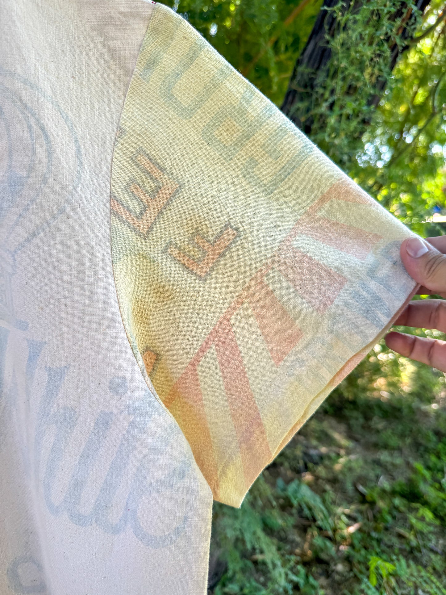 PEARL WHITE FLOUR SACK BUTTON UP (LARGE)