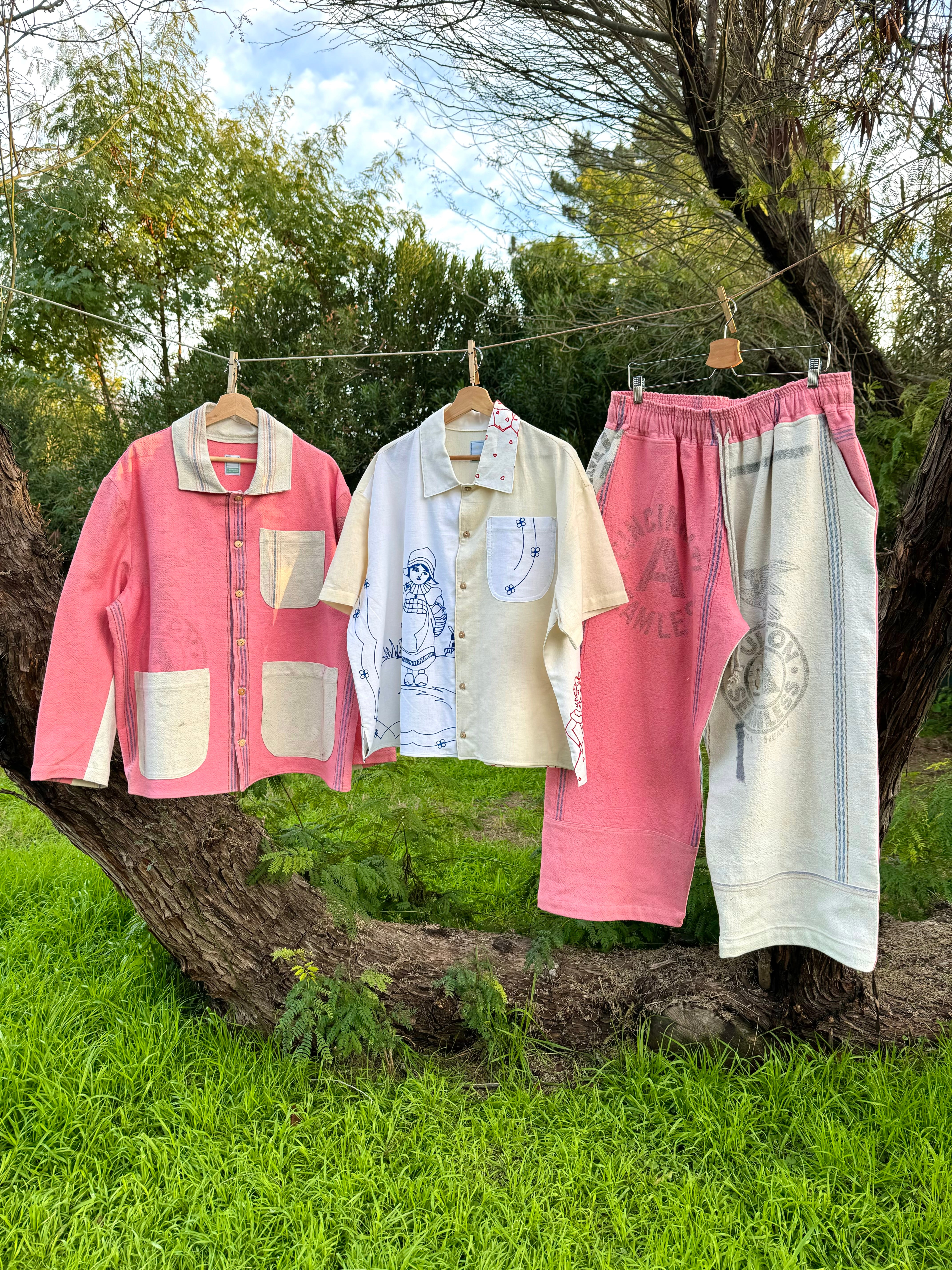 Pink Dyed Feed Sack Chore Coat XL