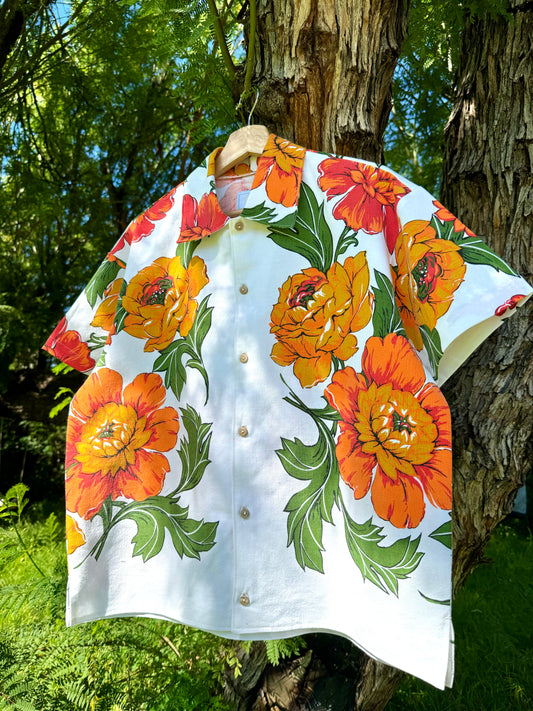 Orange Floral Button Up SMALL