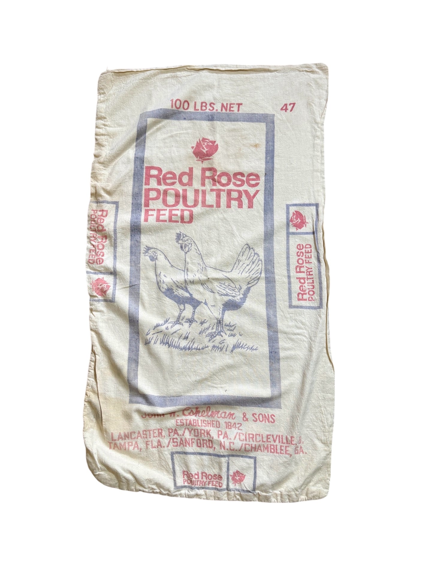 Red Rose Feed Sack Set (BUTTON UP COMMISSION)